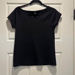 Ann Taylor Factory Black Work Top – Size S – Flirty Meets Professional 🖤